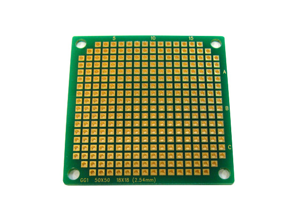 디바이스마트,커넥터/PCB > PCB기판/관련상품 > 만능기판 (양면) > 사각홀,거상인,[GG1] 50 x 50 사각만능기판-양면-GOLD,Type : 사각만능기판 / 양면_  GOLD, Pitch : 2.54mm , Pin : 18 * 18, Hole  : 2.54mm, Size  : 50 X 50, METERIAL : FR-4