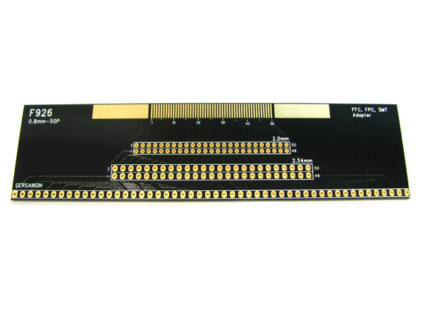 디바이스마트,커넥터/PCB > PCB기판/관련상품 > IC 변환기판 > SMT/FFC/FPC,거상인,[F926] FFC-0.8mm-50pin Adapter,Type : FFC, FPC, SMT Adapter , Pitch : 0.80mm , Pin : 50, Hole : 2.00  ↔ 2.54mm , Size : 33 * 127 , METERIAL : FR-4 , ALL GOLD