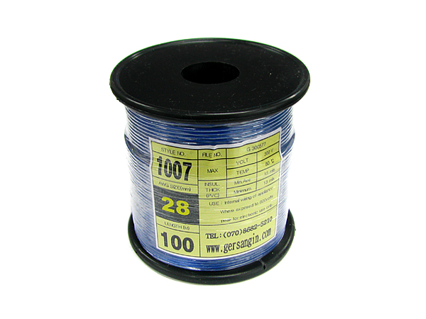디바이스마트,케이블/전선 > KS/UL/절연전선 > UL절연전선 > UL1007 (Lead Wire),거상인,UL1007-AWG28_100 (100M) (파랑),극세선 난연성 전선 / UL1007 / 규격 : AWG28 / 길이 : 100M / 색상 : 파란색