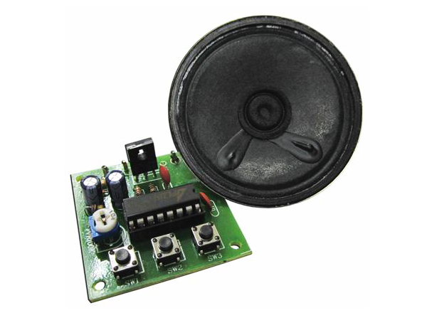 디바이스마트,MCU보드/전자키트 > 음악/앰프/녹음 > 악기/알람/소리재생,FunnyKIT,3가지 닭 소리재생기 (암탉,수탉,닭) (FK1302),The 3 chicken sounds of the FK1302 was programmed by using the IC OTP type (One-Time Programmable). This circuit can make louder sound by connecting with the amplifier FK1301. It is suitable for toy, novelty and enterainment applications.