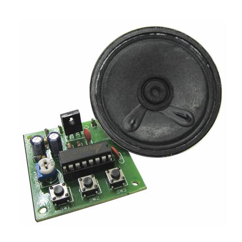 디바이스마트,MCU보드/전자키트 > 음악/앰프/녹음 > 악기/알람/소리재생,FunnyKIT,3가지 무기 소리재생기 (BOMB, M16, LASER) (FK1306),The 3 weapon sounds of the FK1306 was programmed by using the IC OTP type (One-Time Programmable). This circuit can make louder sound by connecting with the amplifier FK1301. It is suitable for toy, novelty and enterainment applications.