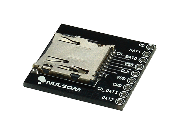 디바이스마트,MCU보드/전자키트 > 전원/신호/저장/응용 > SD/TF/메모리,NulSom Inc.,NS-SD01 (Micro SD 변환 보드),Micro SD Card을 브레드보드에 부착 할 수 있도록 2.54mm Pitch로 변환해주는 변환용 기판