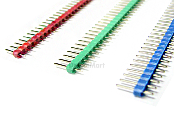 디바이스마트,커넥터/PCB > 핀헤더/IC 소켓 > 핀헤더 > 2.54mm pitch,DFROBOT,컬러 핀헤더 Single 1x40Pin Straight(2.54mm) 10pcs [FIT0084],핀헤더 / 스트레이트 타입 / DIP 타입 / 2.54mm pitch / 1열 / 40pin  / Red, Yellow, Blue, Green 옵션 선택 / 10개 단위 판매 / 재고소진시 납기 1주