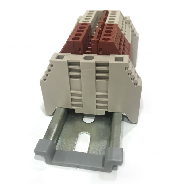 디바이스마트,커넥터/PCB > 터미널블럭 > DINKLE (Rail 산업용) > 2.5㎟ mini series,,DK2.5N SC [SET1] 회로보호 배전용 단자대 키트,DK2.5N 레드/베이지컬러 10pcs DIN Rail Terminal Blocks, 12-22 AWG, 2.5mm²,  20 Amp, 600 Volt