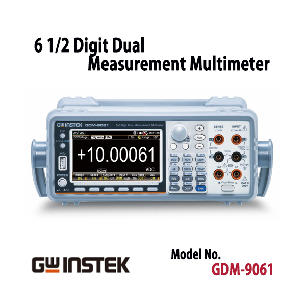 디바이스마트,계측기/측정공구 > 전기/전자 계측기 > 클램프미터,GW INSTEK,GDM-9061 6 1/2 Digital Measurement Multimeter,굿윌인스텍,멀티미터 [GDM-9061],6 1/2 디지트 듀얼 측정 멀티미터, GDM-9061/9060 디스플레이: 4.3 TFT LCD (1,200,000 카운트) DCV 기본 정확도: 0.0035%(9061)/0.0075%(9060) 인터페이스 : RS-232C/USB/LAN/Digital IO, GPIB(옵션)