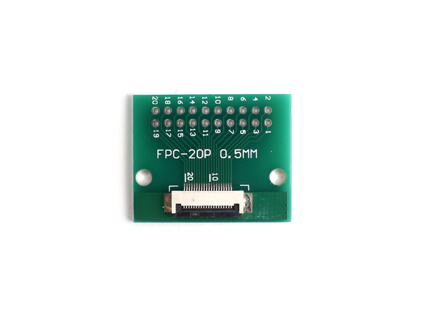 디바이스마트,커넥터/PCB > FFC/FPC 커넥터 > 19핀/20핀/21핀,NW3 (New3),FFC cable 0.5-2.54피치 20핀 변환 보드,FFC 케이블을 2.54mm 핀헤더 타입으로 변환하여, 브레드보드 또는 기판에 꼽아서 사용할 수 있습니다./ 기판 사이즈 32X26mm