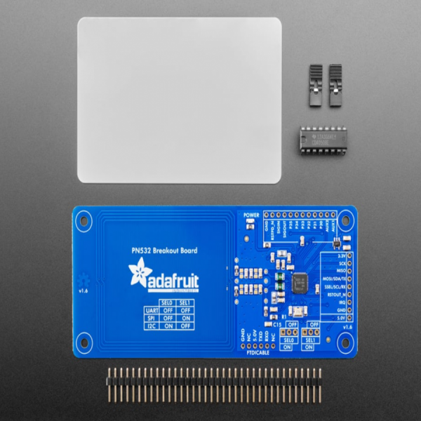 디바이스마트,MCU보드/전자키트 > 통신/네트워크 > NFC,Adafruit,PN532 NFC/RFID controller breakout board - v1.6 [ada-364],PN532는 가장 인기있는 NFC 칩입니다. RFID로 할 수 있는 것은 모두 NFC로 활용 가능합니다. / 13.56MHz 내장안테나, 헤더, 점퍼, 레벨쉬프터(칩), 카드 포함 / 51mm x 117.7mm