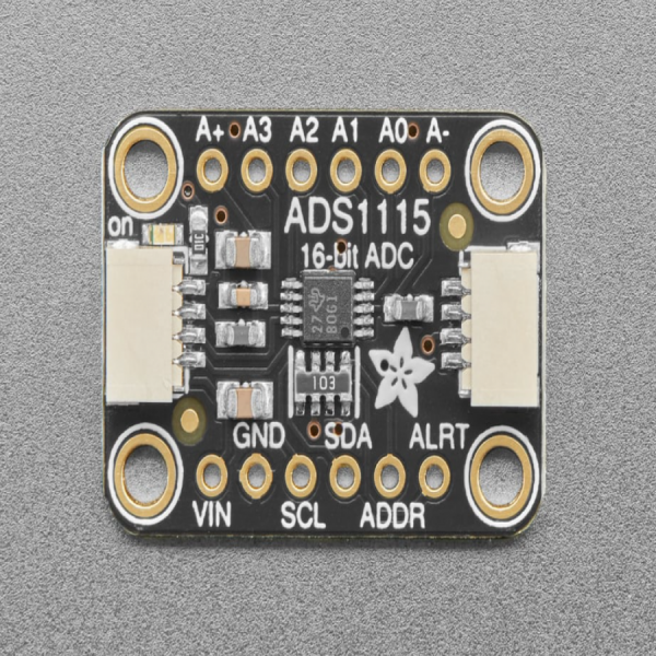 디바이스마트,MCU보드/전자키트 > 전원/신호/저장/응용 > ADC/DAC,Adafruit,ADS1115 16-Bit ADC - 4 Channel with Programmable Gain Amplifier [ada-1085],아날로그 신호를 디지털 신호로 변환시켜주고, 그 신호에 대한 증폭기능까지 가지고 있는 범용 16비트 컨버터입니다. / 2 ~ 5V power/logic / PROGRAMMABLE DATA RATE: 8 ~ 860SPS