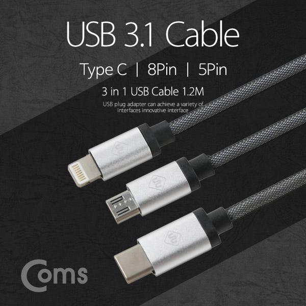 USB 3.1 케이블 (Type C) 3 in 1/Y형 Micro 5P/Lighting [FW501]