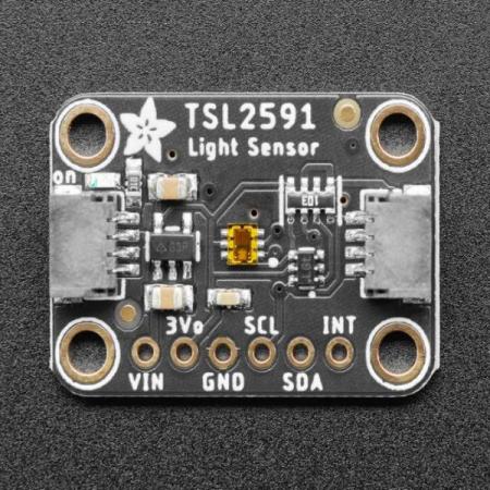 디바이스마트,MCU보드/전자키트 > 센서모듈 > 빛/조도/컬러/UV > 빛/조도/CdS,Adafruit,Adafruit TSL2591 High Dynamic Range Digital Light Sensor [ada-1980],CdS Cell에 비해 정확하고, 조도를 수치로 측정할 수 있으며, 변경되는 빛을 188 uLux부터 88,000 Lux까지 그 때 그때 탐지, 측정할 수 있음 /  IR, Full Spectrum(또는 가시광선) 모두 개별적으로 측정 가능 / Dinamic Range 600,000,000:1 (HDR) / built in ADC - 라즈베리파이, 아두이노 등 대부분의 MCU와 활용 가능 / 소비전력 : 0.4mA(작동시), 5 uA(대기시)