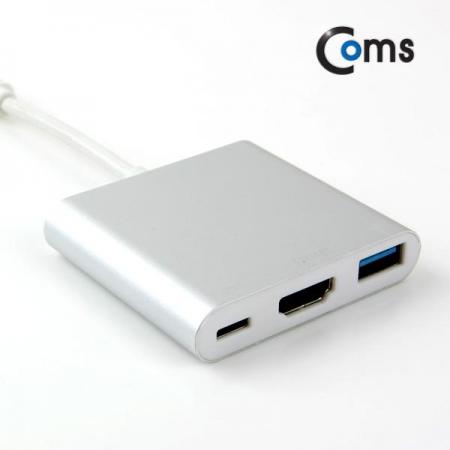 디바이스마트,컴퓨터/모바일/가전 > 네트워크/케이블/컨버터/IOT > 인터넷공유기/허브/랜카드 > USB허브/포트 확장 도킹스테이션,Coms,USB3.1 컨버터(TYPE C) HDMI 변환 [WT945],Type C to HDMI+C(충전)+USB3.0(F), 4K2K