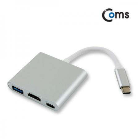 디바이스마트,컴퓨터/모바일/가전 > 네트워크/케이블/컨버터/IOT > 리피터/젠더/전원 케이블 > 컨버터,Coms,USB 3.1 컨버터(Type C) HDMI 변환, Silver [IB085],Silver / Type C TO HDMI+C(충전)+USB3.0(F),4K2K