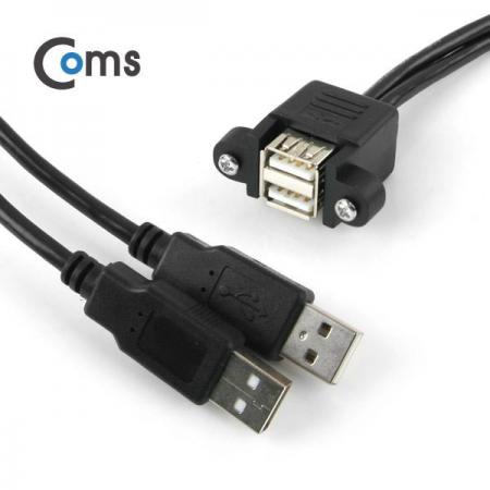 디바이스마트,케이블/전선 > USB 케이블 > 패널마운트(MF),Coms,USB 포트/USB A 연장, 30cm, 상하 2P [NA835],브라켓 고정형 USB A 듀얼 연장 케이블 / 상하 2P / 길이 : 30cm / 색상 : 블랙