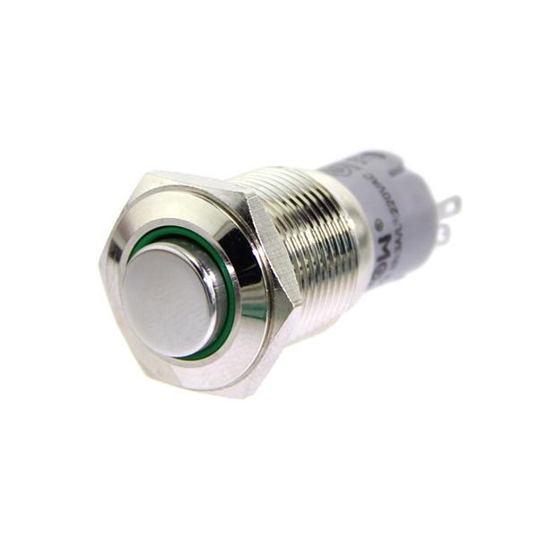 16mm Momeary Metal Illuminated Push Button - Green LED [311050018]
