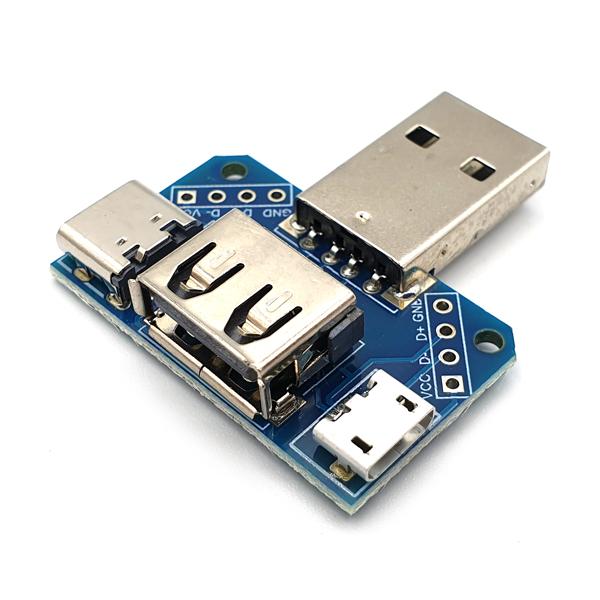 멀티 USB 2.54mm 스루홀 변환 보드(USB A, micro B, type-C)