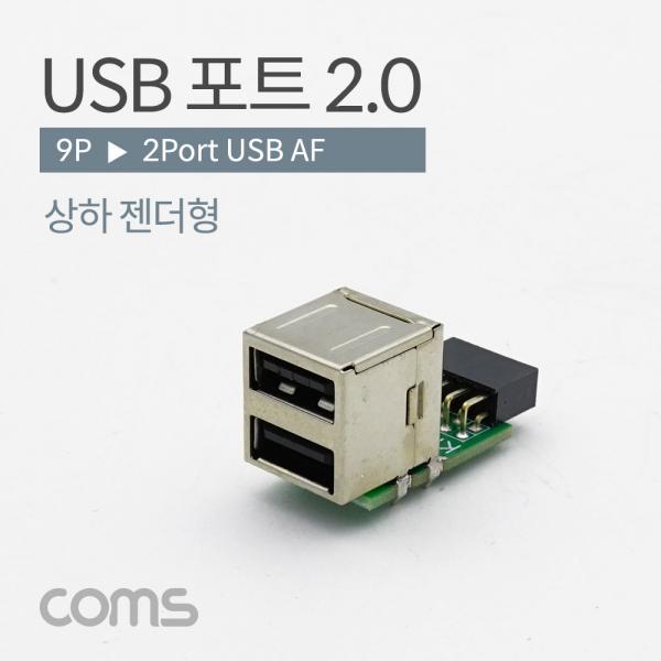 USB 포트 2.0 (9P -> USB 2P) 기판용 상하 젠더형 [BT986]
