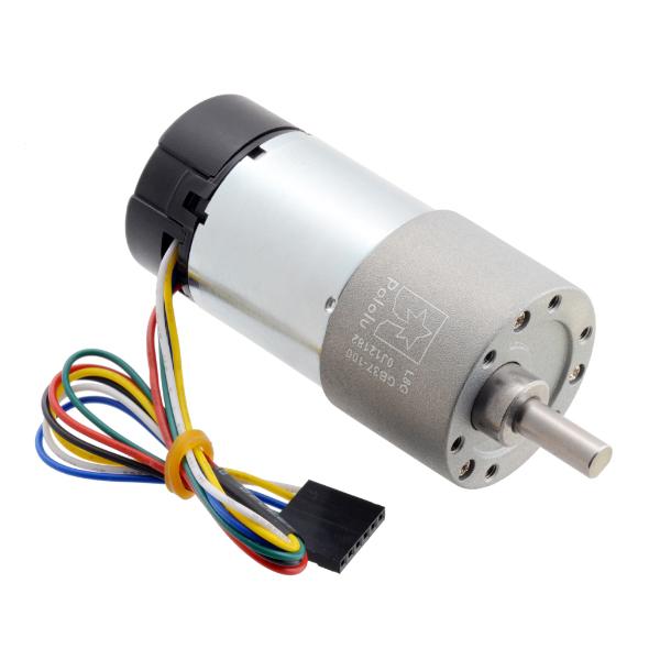100:1 Metal Gearmotor 37Dx73L mm 24V with 64 CPR Encoder (Helical Pinion) #4695