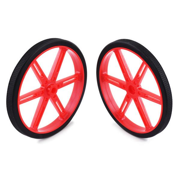 Pololu Wheel for Standard Servo Splines (25T, 5.8mm) - 90×10mm, Red, 2-Pack #4936
