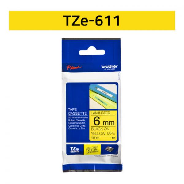 라벨테이프 TZe-611(노랑바탕/검정글씨/6mm)