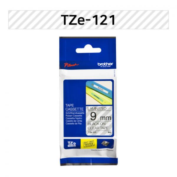 라벨테이프 TZe-121(투명바탕/검정글씨/9mm)