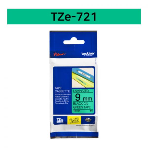 라벨테이프 TZe-721(녹색바탕/검정글씨/9mm)