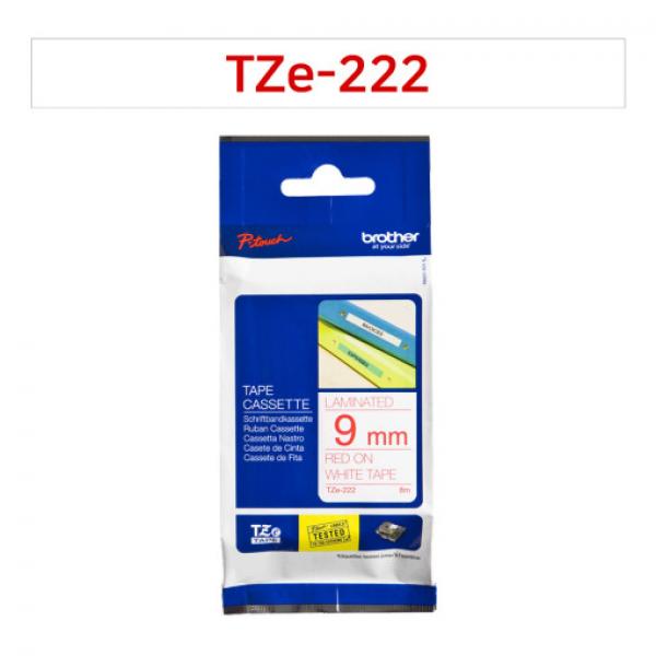 라벨테이프 TZe-222(흰색바탕/빨강글씨/9mm)