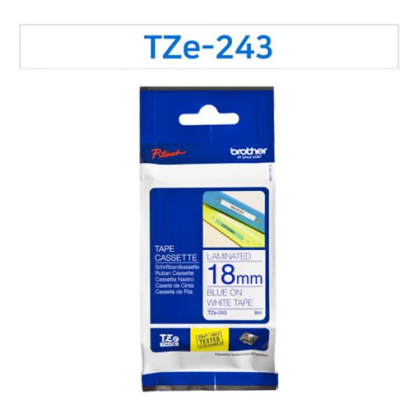 라벨테이프 TZe-243(흰색바탕/파랑글씨/18mm)