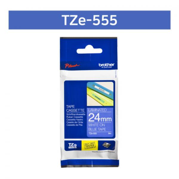 라벨테이프 TZe-555(파랑바탕/흰색글씨/24mm)