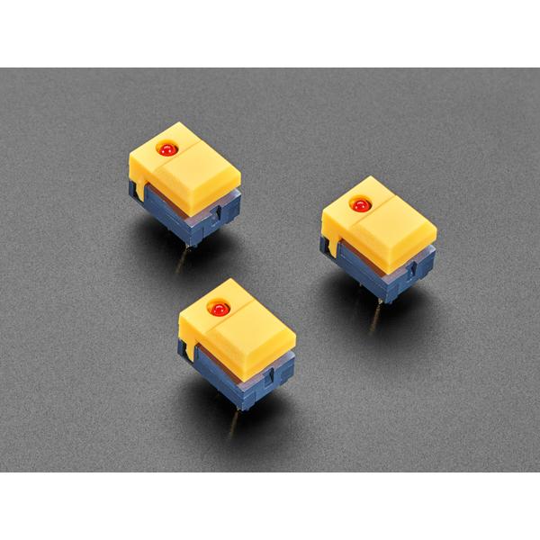 Step Switch with LED - Three Pack of Yellow with Red LED - PB86-A1 [ada-5516]