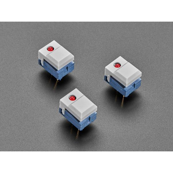 Step Switch with LED - Three Pack of Gray Plastic with Red LED - PB86-A1 [ada-5498]