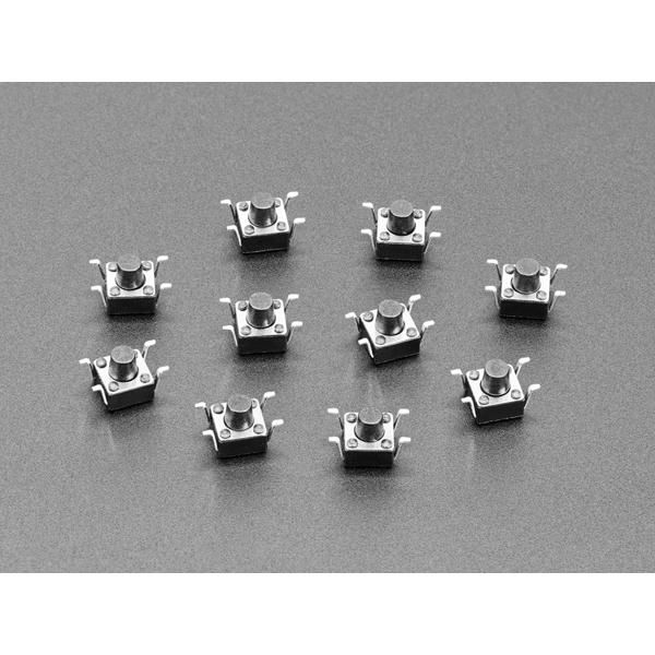 Reverse Mount Tactile Switch Buttons - 6mm square - 10 Pack [ada-5410]