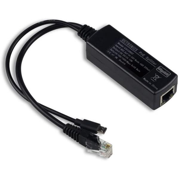 PoE Splitter Gigabit 5V - Micro USB Power and Ethernet to Raspberry Pi 3B+ [U515902]