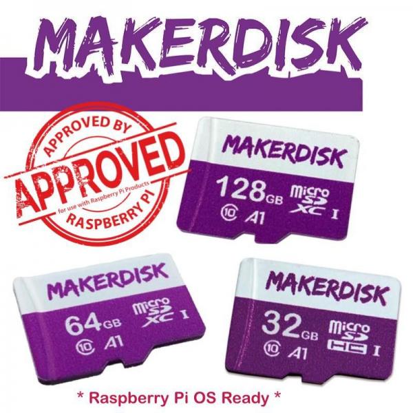 Raspberry Pi Approved MakerDisk microSD Card with RPi OS [MMR-USD-MD-32]