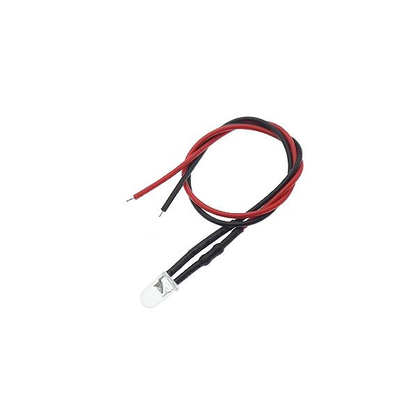 5파이 전선 LED 5V 20mA 원형 (투명/빨강) [VLT-LED019]