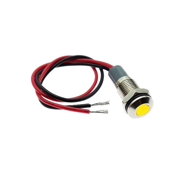 8파이 LED 메탈 방수 FALT 12-24V 노랑 150mm [VLT-MLH006]