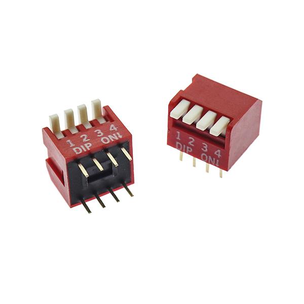 앵글 DIP 스위치 2.54MM 4P 빨강 [VLT-DSW008]