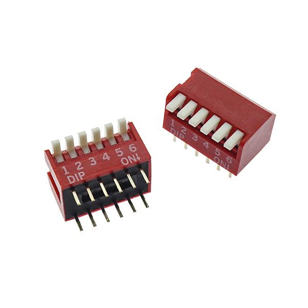 앵글 DIP 스위치 2.54MM 6P 빨강 [VLT-DSW010]