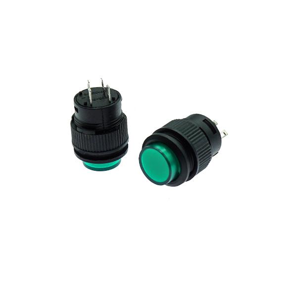 푸쉬버튼 LED R16-503 UNLOCK 초록 4P 16파이 [VLT-PSW034] / 디바이스마트