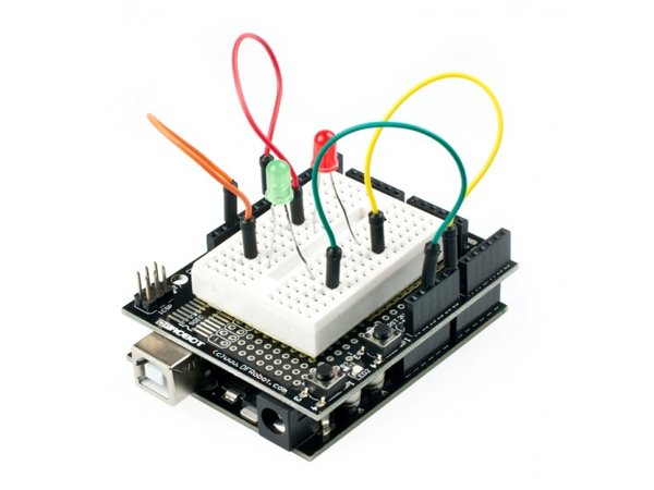 디바이스마트,오픈소스/코딩교육 > 아두이노 > 아두이노 호환쉴드,DFROBOT,Prototyping Shield For Arduino[DFR0019],Arduino Duemilanove와 함께 사용하는 프로토타입의 확장 보드입니다. 부품을 보드에 직접 납땜하거나 미니 브래드 보드를 통하여 회로와 연결할 수 있습니다. 확장보드 상면의 LED 2개와 버튼 회로는 직접 사용할 수 있고  핀과 전원에 연결이 가능합니다.