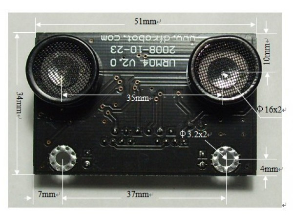 디바이스마트,MCU보드/전자키트 > 센서모듈 > 라이다/거리/초음파/라인 > 초음파센서,DFROBOT,URM04 v2.0 Ultrasonic Sensor[SEN0002],