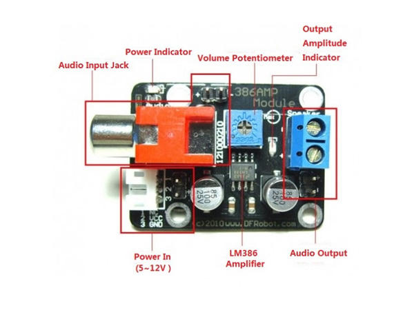 디바이스마트,MCU보드/전자키트 > 음악/앰프/녹음 > 앰프/증폭,DFROBOT,386AMP audio amplifier Module (Arduino compatible)[DFR0064],