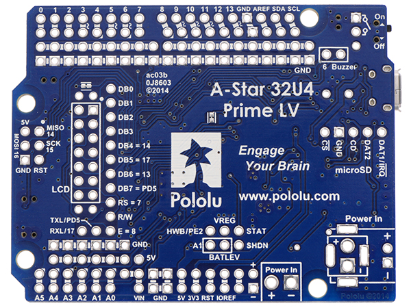 디바이스마트,오픈소스/코딩교육 > 아두이노 > 아두이노 호환보드,Pololu,A-Star 32U4 Prime LV (SMT Components Only) #4005,Atmel’s ATmega32U4 마이크로컨트롤러 기반의 보드. (microSD 슬롯 및 핀헤더 미포함, USB케이블 별매)