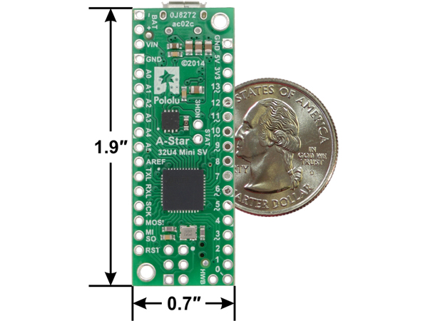 디바이스마트,오픈소스/코딩교육 > 아두이노 > 아두이노 호환보드,Pololu,A-Star 32U4 Mini SV #3145,ATmega32U4 기반의 아두이노 호환 모듈. (USB 케이블 별매)