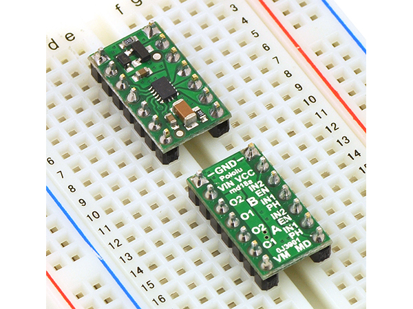 디바이스마트,기계/제어/로봇/모터 > 모터드라이버 > DC모터 드라이버 > 100W 이하 DC모터 드라이버,Pololu,DRV8835 Dual Motor Driver Carrier #2135,2채널 DRV8835 모터드라이버 breakout board. 0 ~ 11 V / 1.2 A (최대 1.5 A)