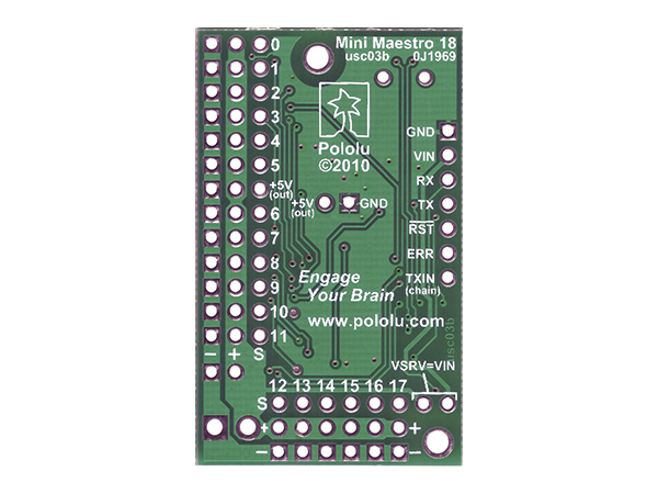 디바이스마트,기계/제어/로봇/모터 > 모터드라이버 > 서보모터 드라이버,Pololu,Mini Maestro 12-Channel USB Servo Controller (Assembled) #1352,
