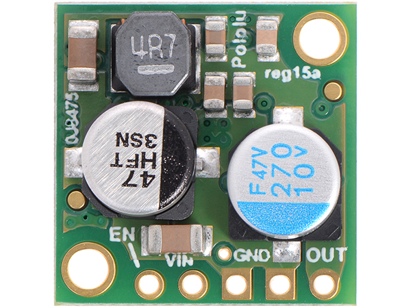 디바이스마트,전원/파워/배터리 > DC-DC 컨버터 모듈 > 강하형 모듈(외장) > 비절연 스위칭 모듈,Pololu,Pololu 6V, 2.5A Step-Down Voltage Regulator D24V25F6 #2852,외장형 / 고정출력전압 / 1ch 출력 / 강하형 비절연 스위칭 컨버터 / 입력전압 : 7V~38V / 출력전압 : 6V / 출력전류 : 2.5A / 변환효율 : 85%~95% / 입력단자 : 스루홀 / 출력단자 : 스루홀 / 패키지 : PCB