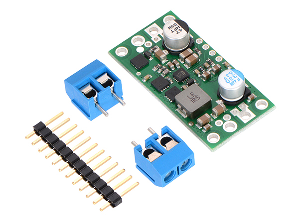 디바이스마트,전원/파워/배터리 > DC-DC 컨버터 모듈 > 강하형 모듈(외장) > 비절연 스위칭 모듈,Pololu,Pololu 5V, 9A Step-Down Voltage Regulator D24V90F5 #2866,외장형 / 고정출력전압 / 1ch 출력 / 강하형 비절연 스위칭 컨버터 / 입력전압 : 6V~38V / 출력전압 : 5V / 출력전류 : 9A / 변환효율 : 80%~95% / 입력단자 : 스루홀 / 출력단자 : 스루홀 / 패키지 : PCB