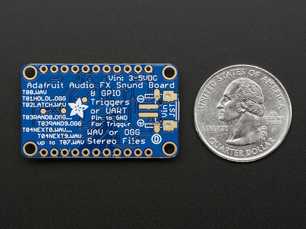 디바이스마트,MCU보드/전자키트 > 음악/앰프/녹음 > 기타,Adafruit,Adafruit Audio FX Mini Sound Board - WAV/OGG Trigger 16MB Flash [ada-2341],아두이노, 기타 마이크로컨트롤러가 필요하지 않은 사운드보드! / 3.8cm x 2.3cm / 16MB (최대 약 15분 재생 가능) / WAV, OGG / 8 Triggers
