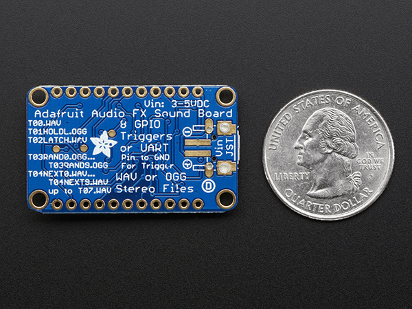 디바이스마트,MCU보드/전자키트 > 음악/앰프/녹음 > 기타,Adafruit,Adafruit Audio FX Mini Sound Board - WAV/OGG Trigger - 2MB Flash [ada-2342],아두이노, 기타 마이크로컨트롤러가 필요하지 않은 사운드보드! / 3.8cm x 2.3cm / 2MB (최대 약 2분 재생 가능) / WAV, OGG / 8 Triggers
