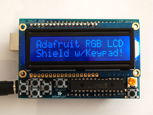 디바이스마트,오픈소스/코딩교육 > 아두이노 > 아두이노 호환쉴드,Adafruit,RGB LCD Shield Kit w/ 16x2 Character Display - Only 2 pins used! - NEGATIVE DISPLAY [ada-714],아두이노 호환 / 16x2 Character LCD (네거티브) /53.34 x 81.28 mm / 마운팅홀 : 2.5mm / 총 9핀 (LCD 컨트롤 6핀, RGB backlight 컨트롤 3핀) 필요 / 조립이 필요한 키트입니다.